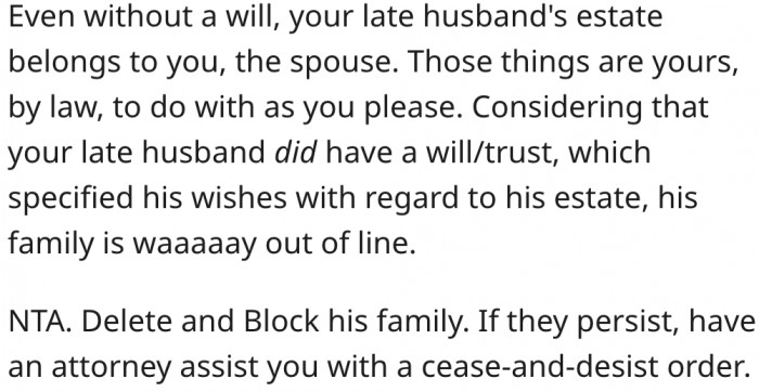 20. He is entitled to his late husband's estate even without a will.
