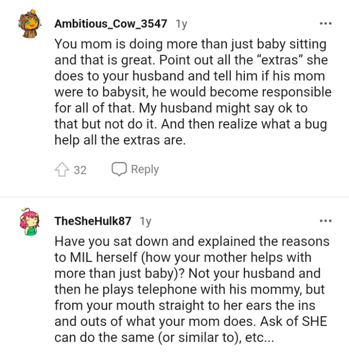 MIL Gets Jealous That DaughterInLaw's Mom Always Babysits Their