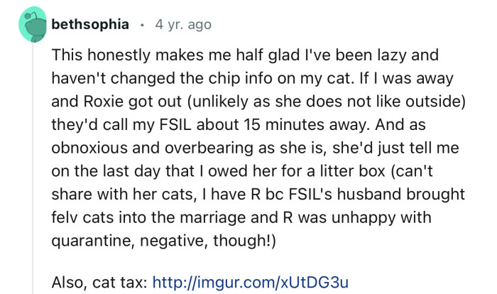 “This honestly makes me half glad I've been lazy and haven't changed the chip info on my cat.”