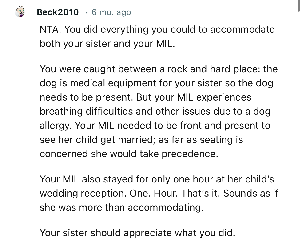 “NTA. You did everything you could to accommodate both your sister and your MIL.“