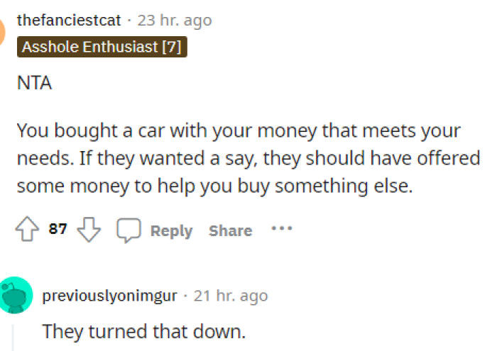 They did turn it down, but they should have expected that he'd ask for some sort of compensation for the switch in cars.