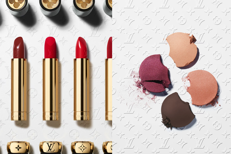 The collection arrives with 55 lipsticks (a nod to the brand’s LV initials in Roman numerals), 10 lip balms, and eight eyeshadow quads