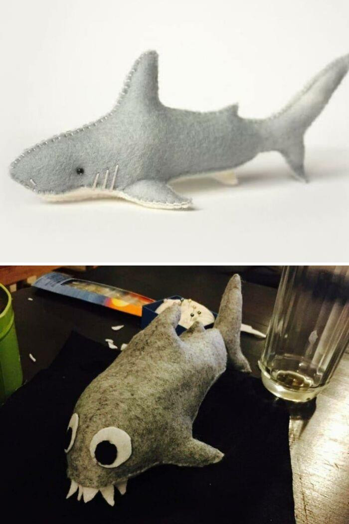 4. This person tried creating a felt shark, but ended up making a creature that seemingly came from the depths.