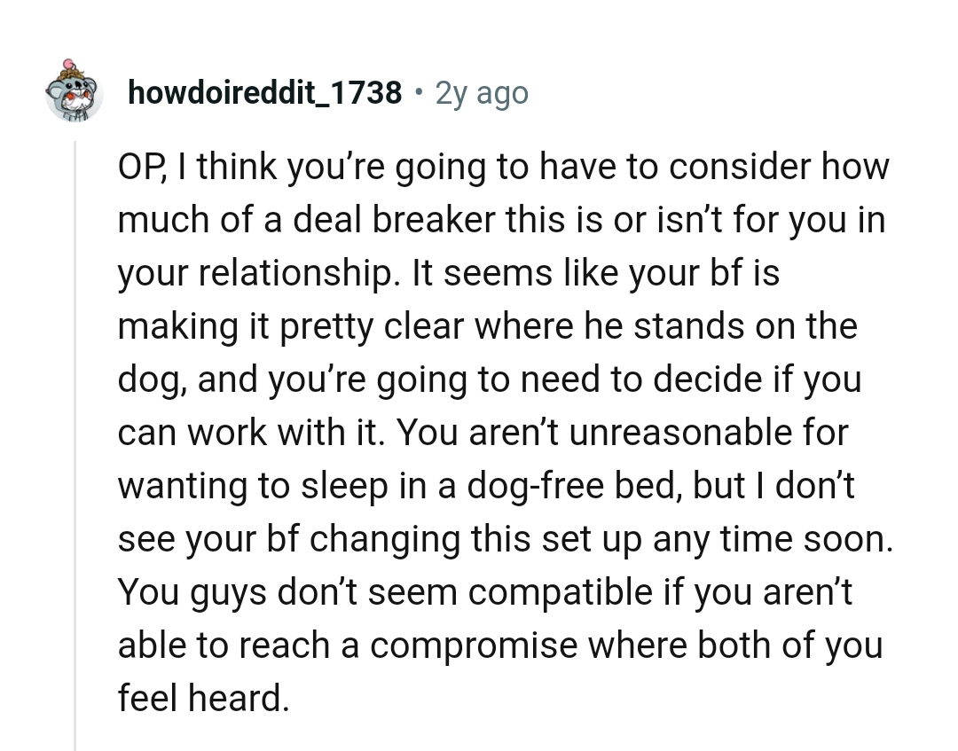 The OP isn't unreasonable for wanting to sleep in a dog free bed