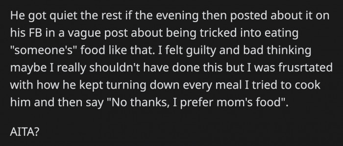 He has been posting about what happened on his Facebook but didn't talk to OP that whole night. Should OP feel guilty about how she handled things?