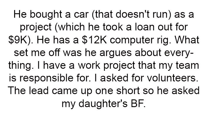 He took a loan out for $9K.