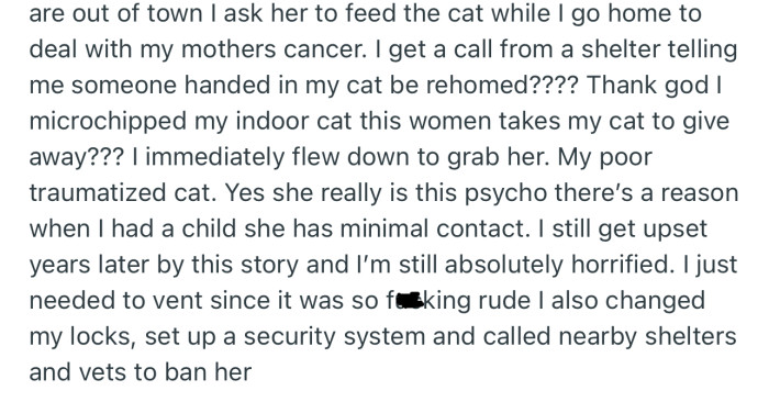 OP’s MIL handed in her cat to be rehomed