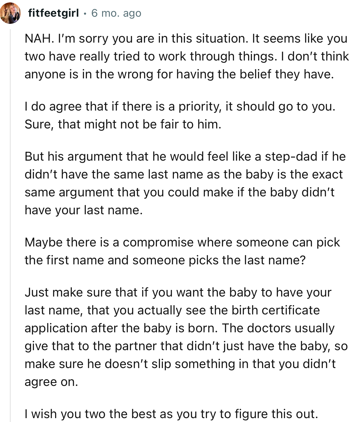 “NAH…It seems like you two have really tried to work through things. I don’t think anyone is in the wrong for having the belief they have.”