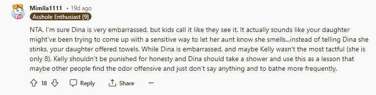 I'm sure Dina is very embarrassed