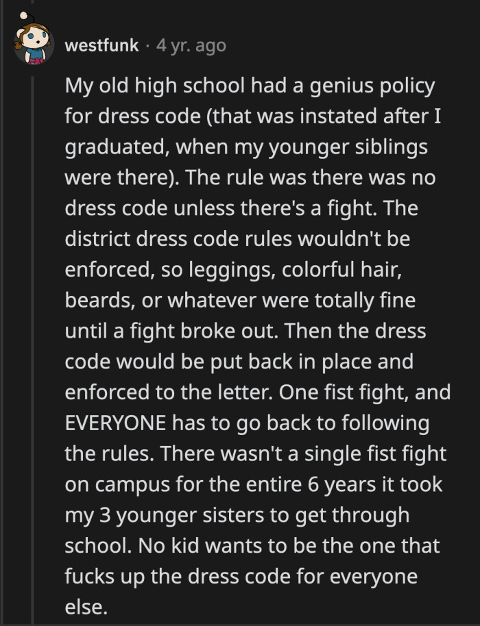 If only OP's school were this wise, they wouldn't have an issue