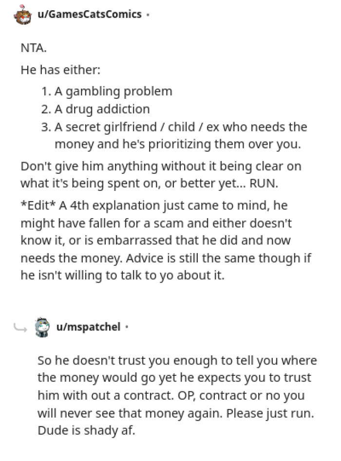 This Redditor lists three things that the OP's husband might be battling with