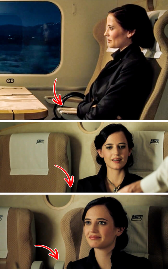 4. In the movie Casino Royale, the armrest under the character’s right arm changed position continuously.