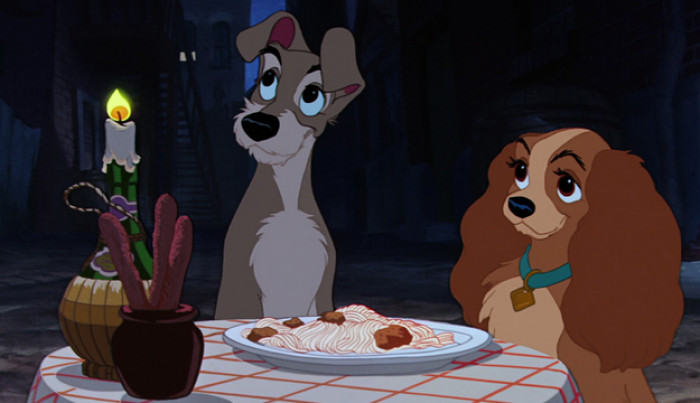 12 Tony’s Spaghetti with Meatballs from the movie, Lady and the Tramp