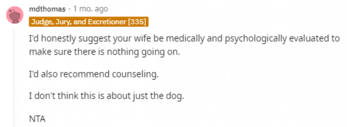 A lot of people in the comments suggested that his wife should see a medical professional.