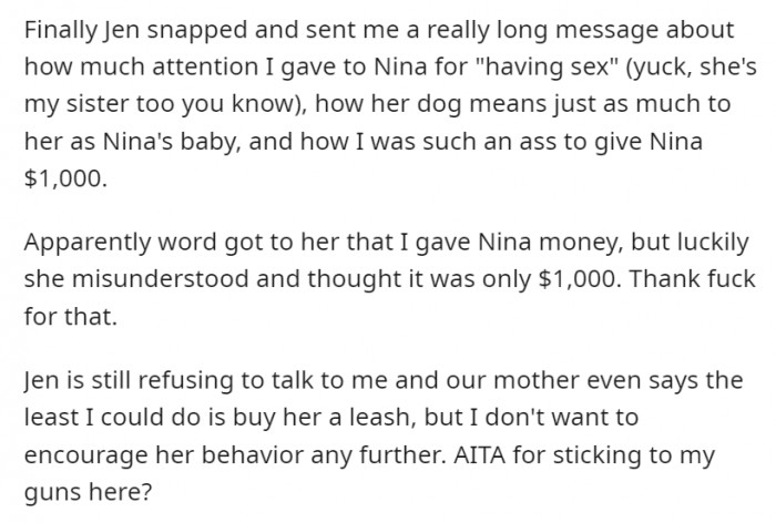 No matter how frustrated the younger sister gets though, her brother refuses to encourage her behavior