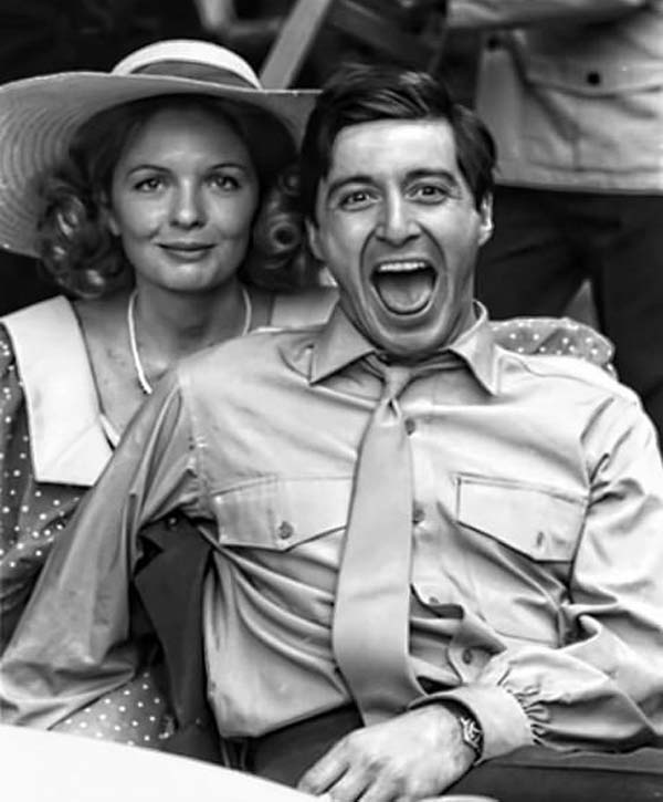 16. Diane Keaton and Al Pacino on The Godfather set (1972).