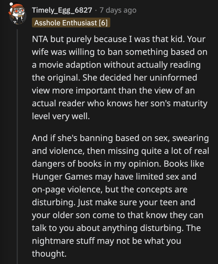It is important for OP and his wife to communicate to their sons that they can talk to them about anything that the books present