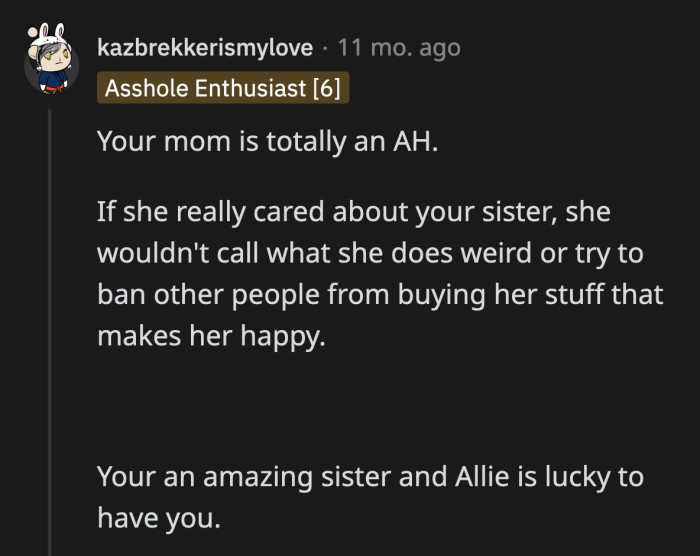 OP and Allie's solidarity is something to be admired.