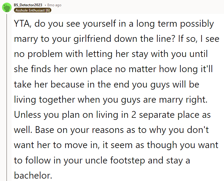 YTA, do you see yourself in a long term possibly marry to your girlfriend down the line