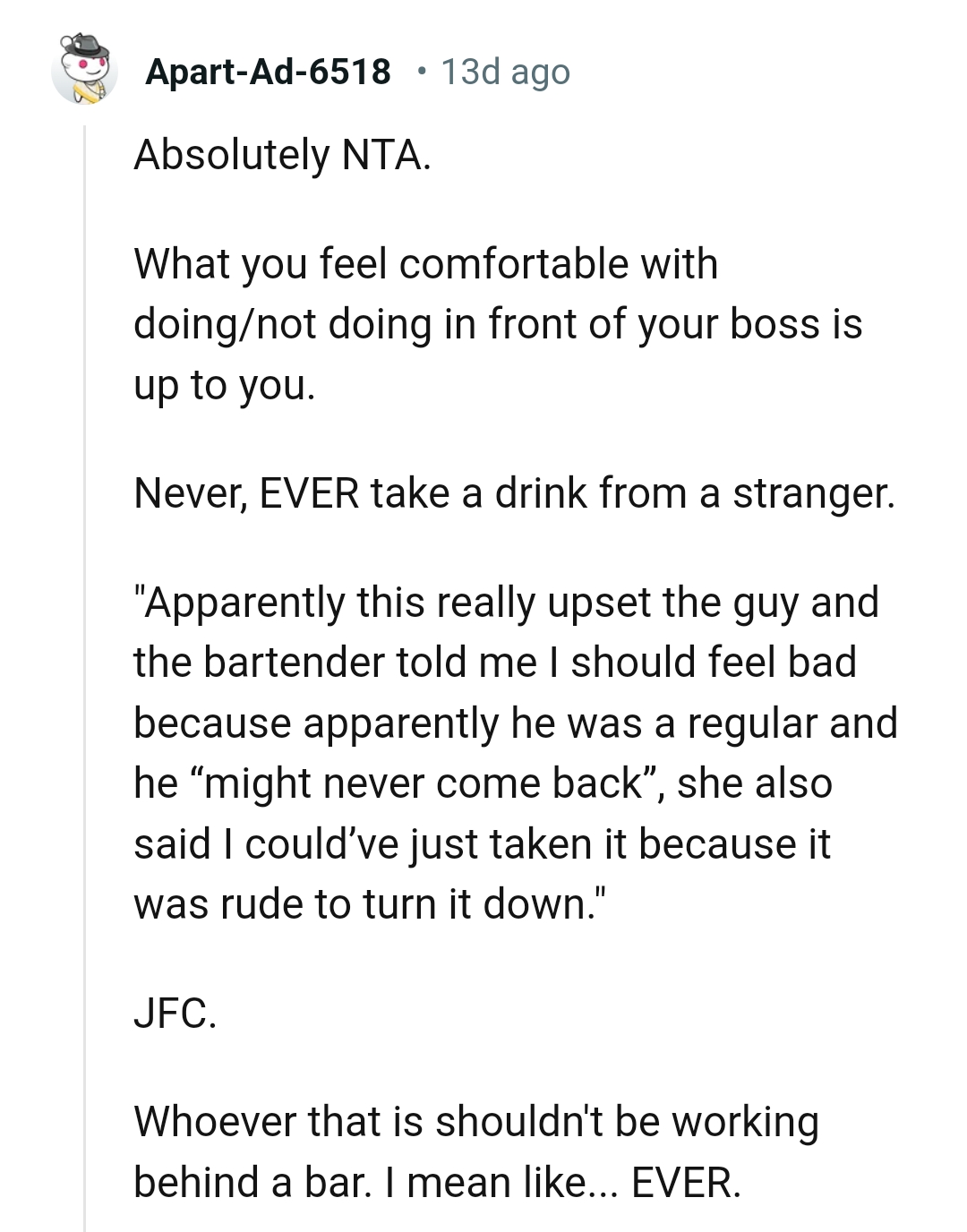 Never ever take take a drink from a stranger