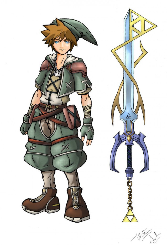 7. Kingdom Hearts and Zelda Crossover featuring Sora donning Link's outfit.