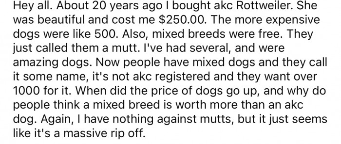 Here’s what this user had to say about dog breed pricing.
