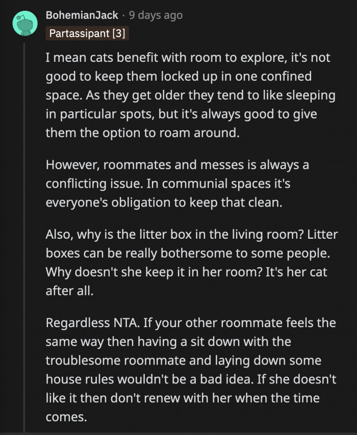 They really do need strict house rules even if it's really for Alissa's benefit. That way, she cannot skirt around her responsibilities and pawn them off to her roommates.