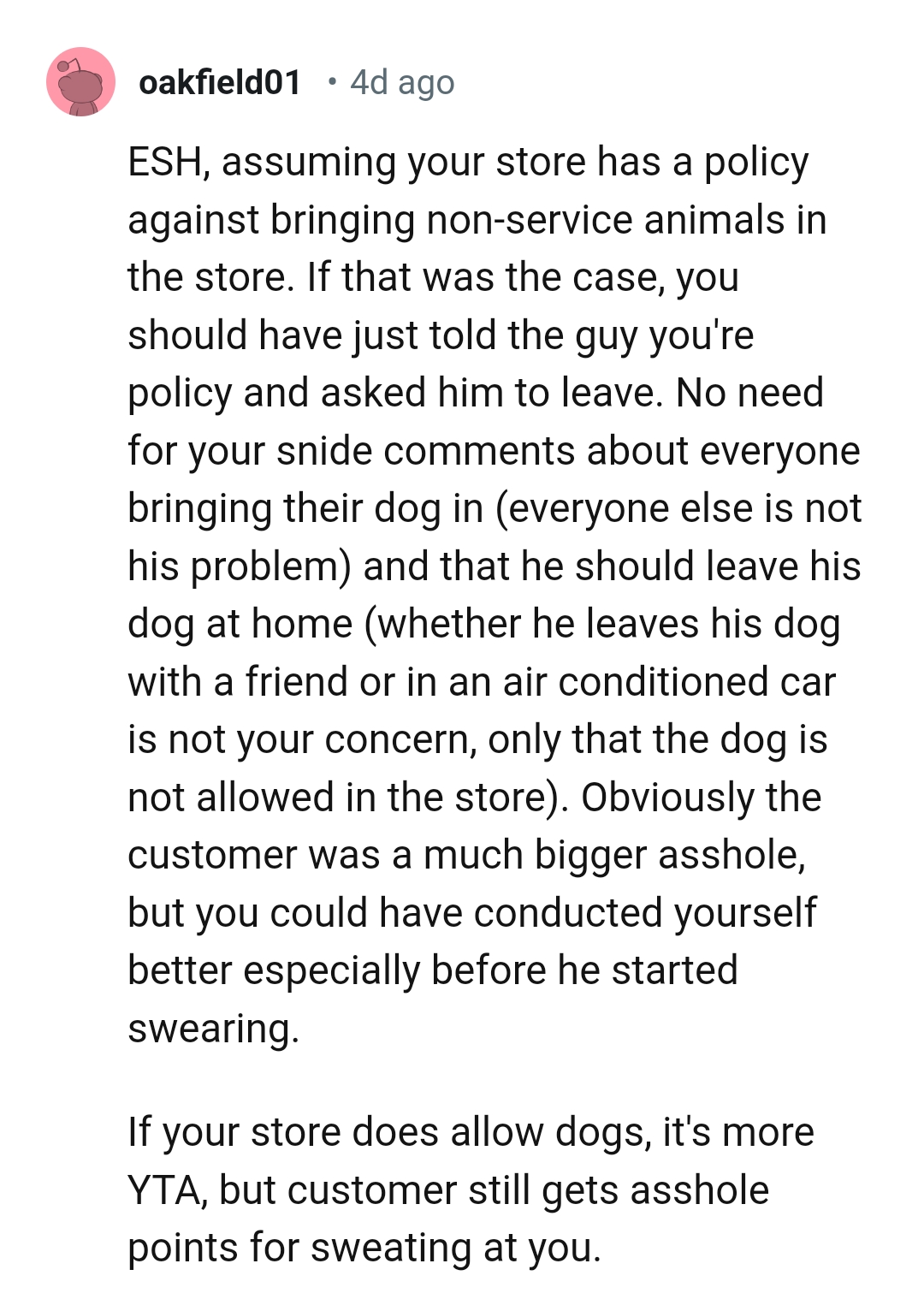 No need for the OP's snide comments about people bringing their dogs