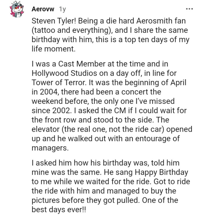 13. This Redditor says they met Steve Tyler
