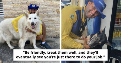 This Brazilian Mailman Turns His Route Into a Daily Dog-Love Tour - 50 Images