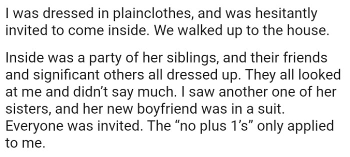 Inside was a party of her siblings, and their friends and significant others all dressed up