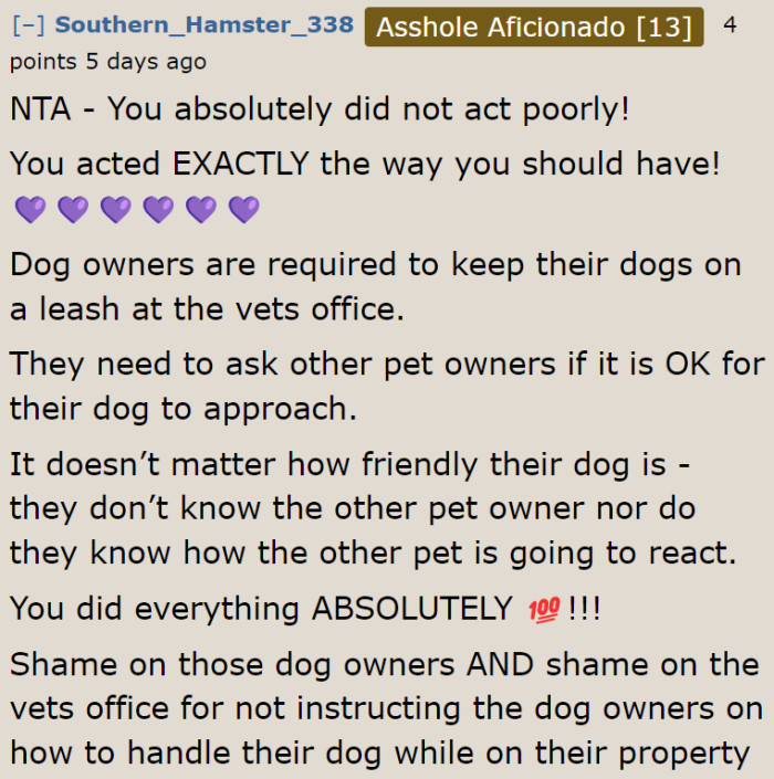 It's the owners who should be asking if they can let their dog be. Not the other way around!