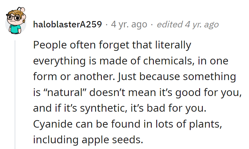 The wonders of chemistry: where even apples carry a hint of danger in their seeds.