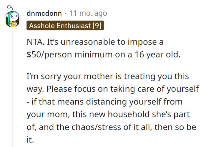 Mom's gift rule is more like a teen's nightmare. Distance from the chaos—better than any gift under $50.