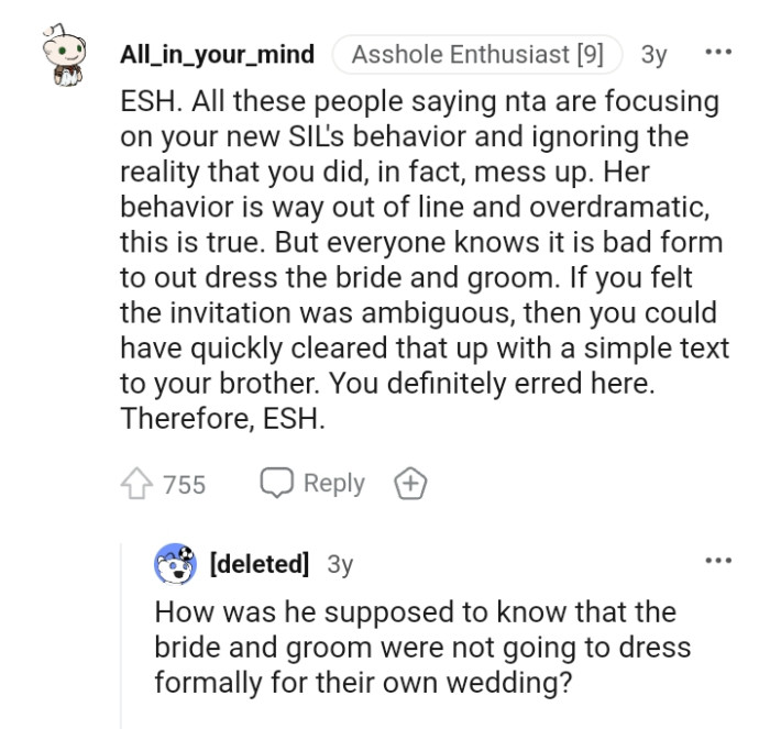 It's bad to dress out the couple getting married