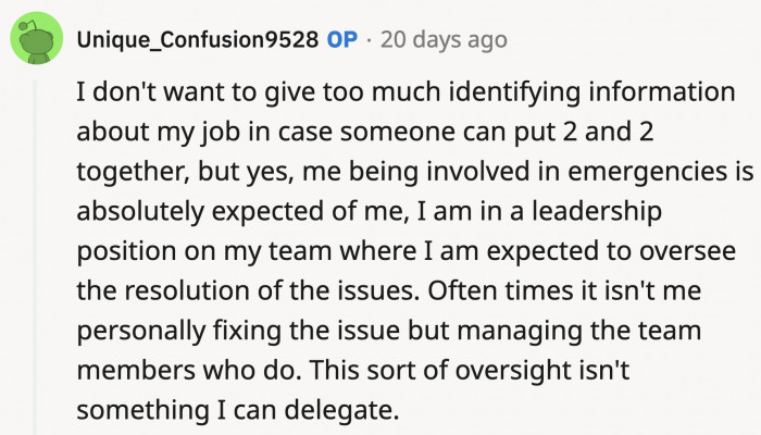 OP says it is a part of his job since he leads a team and the task of managing the problem cannot be delegated to his team members
