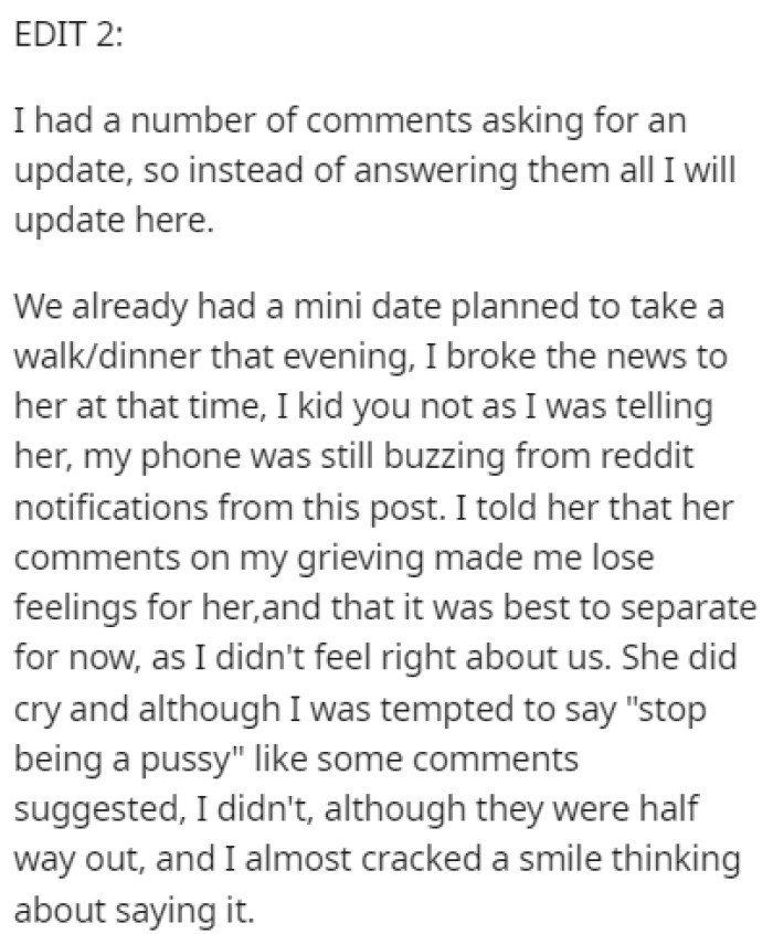 OP decided to follow his heart and he broke up with his girlfriend