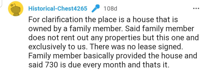 Interestingly, the house is owned by OP's family member. And yet, she's still being forced out by her bestie