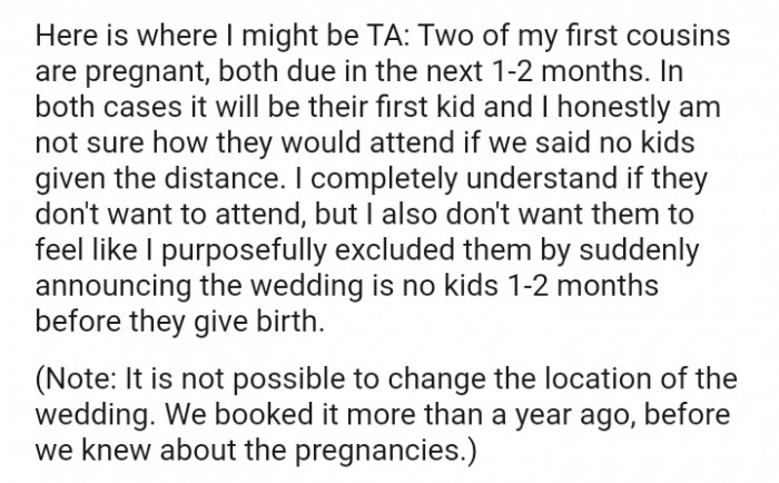 The OP purposefully excluded them by suddenly announcing the wedding is no kids
