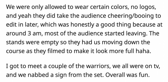 The audience on the stands are told what colors to wear and they can't have anything that has a logo on it