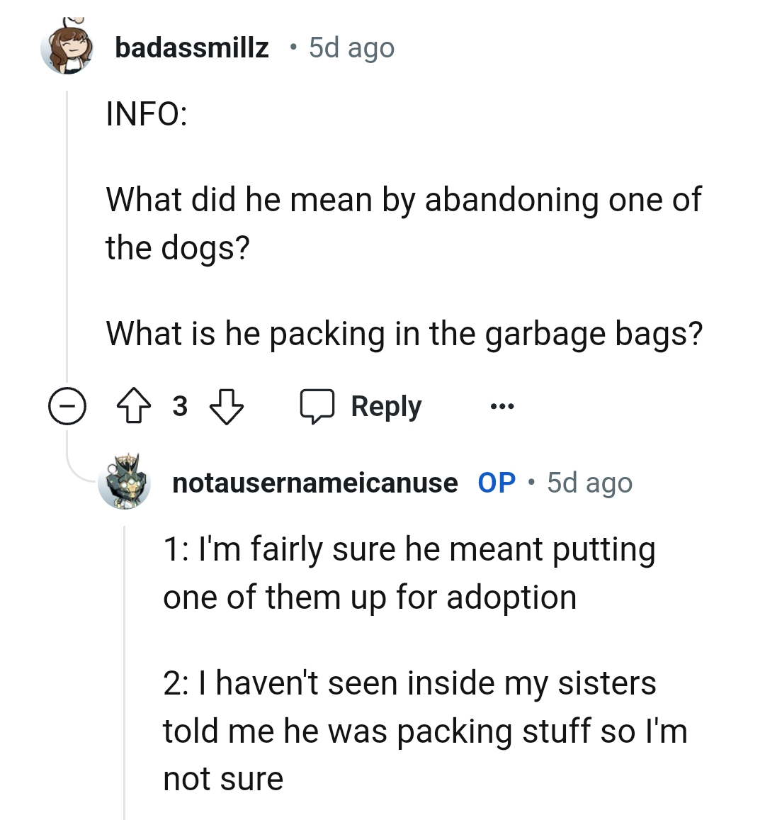 This Redditor wants to know where OP's dad is packing the bags to