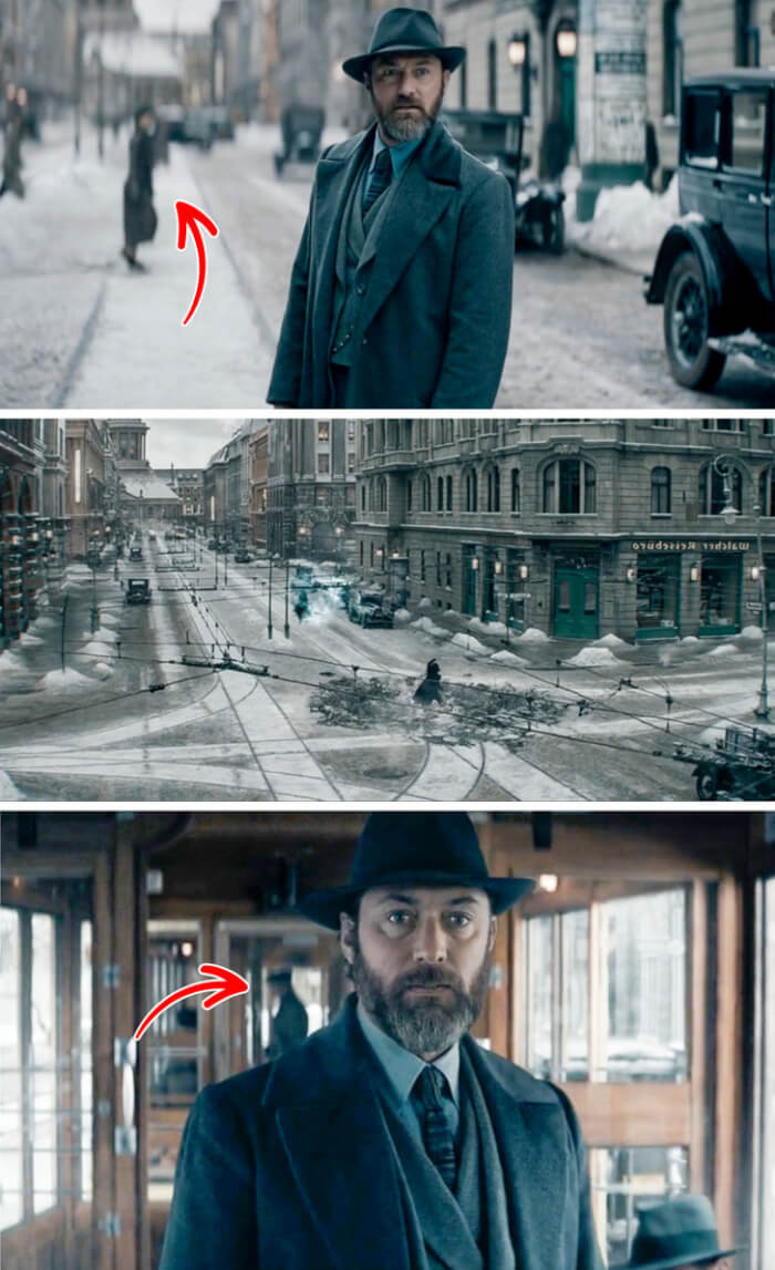 16. In Fantastic Beasts: The Secrets of Dumbledore, the people on the street incredibly disappeared and reappeared during the meeting of Dumbledore and Credence.