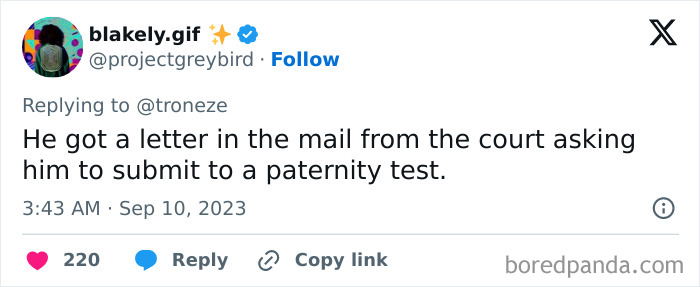 6. Nothing says busted quite like a letter asking for a paternity test