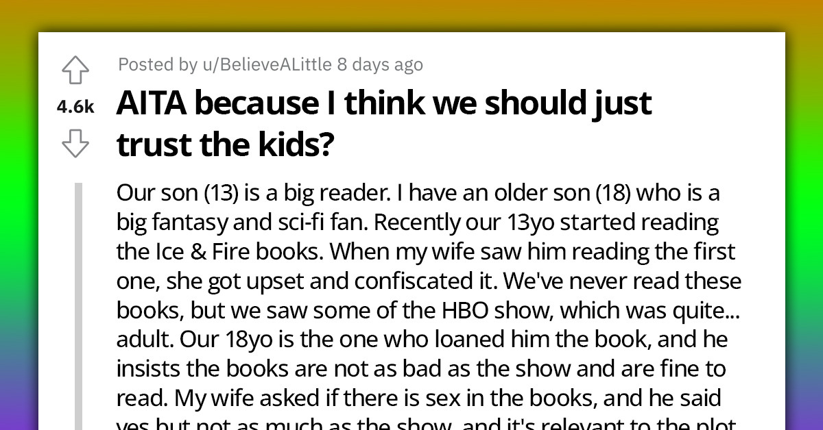 Husband And Wife Clash Over If They Should Allow Their 13-Year-Old Son To Read Game Of Thrones, Ask Redditors To Weigh In