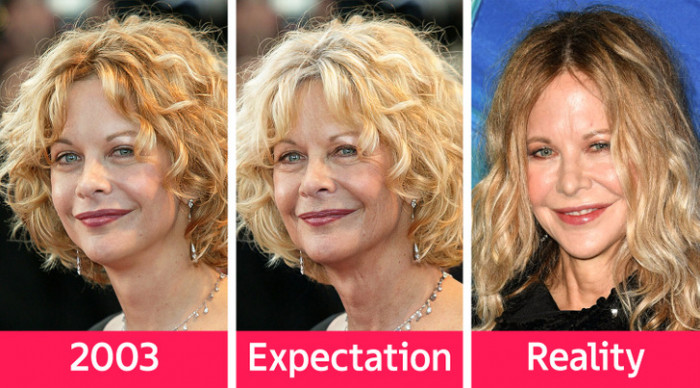 7. Meg Ryan comes next and this is she at 41 years old and 59 years old