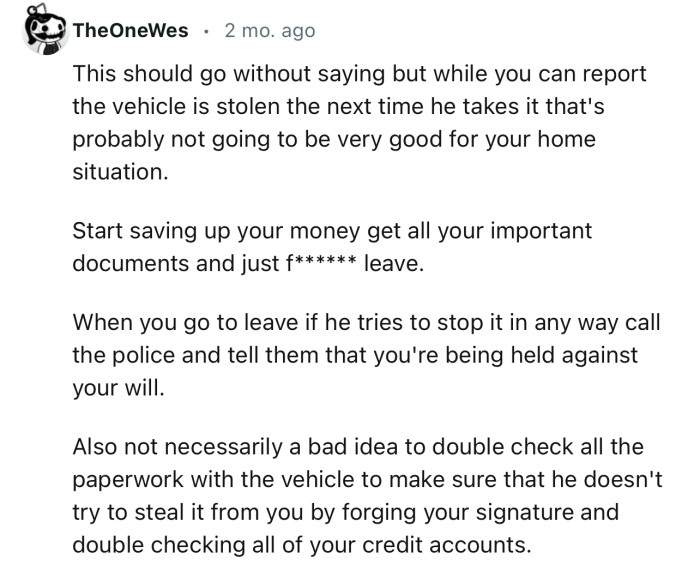 Outraged Redditor Battles Freeloading Dad Who Constantly Takes Their