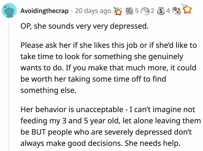 OP's wife does sound depressed and she needs help because what happened with their kids was dangerous