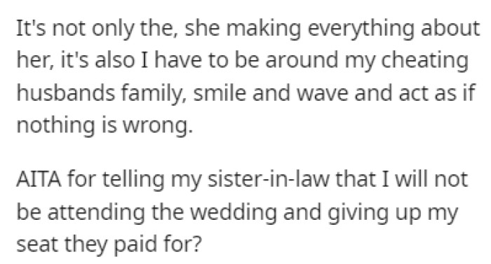 Woman Refuses To Attend Wedding Of Her Cheating Husbands Sister 3190