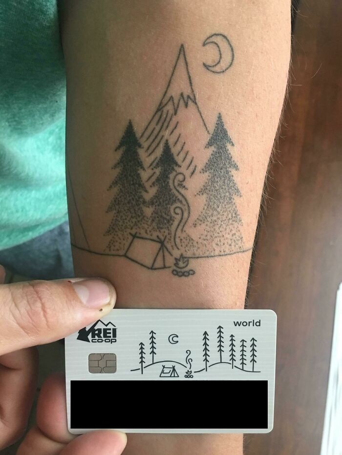 3. My New Rei Credit Card Has An Eerily Similar Design To My Year Old Tattoo