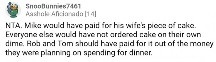 They didn't know until the last moment that OP was covering their meal, they could have used the money they were planning on spending for their dinners
